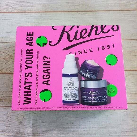 Kiehl's Moisturizer, Serum & Eye Cream Set Retinol Fine Lines Wrinkles Full Size - Picture 1 of 9